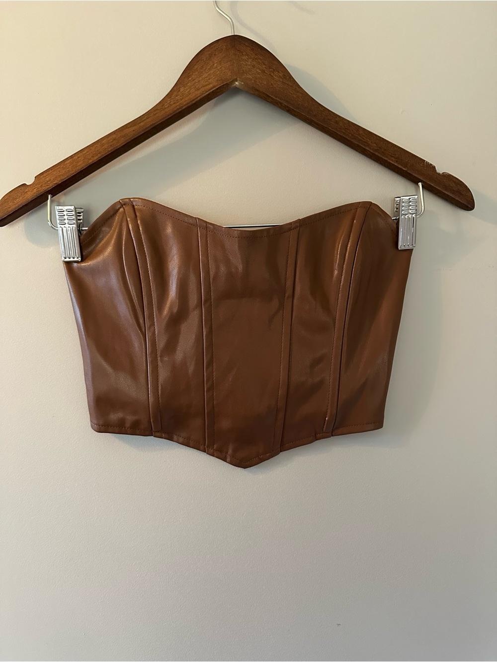 Princess Polly Brown Faux Leather Strapless Corset Top